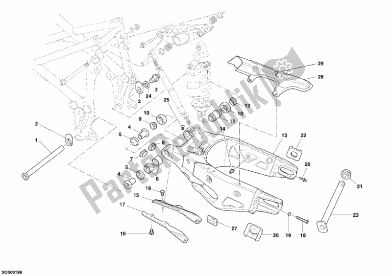 Todas las partes para Brazo Oscilante de Ducati Superbike 749 Dark 2005